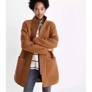 Madewell Estate Cocoon Wool Blend Coat in Melange Camel Sz M